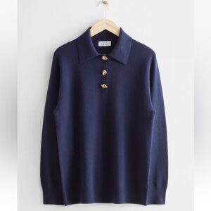 & Other Stories Wool Knit Polo Sweater Size S